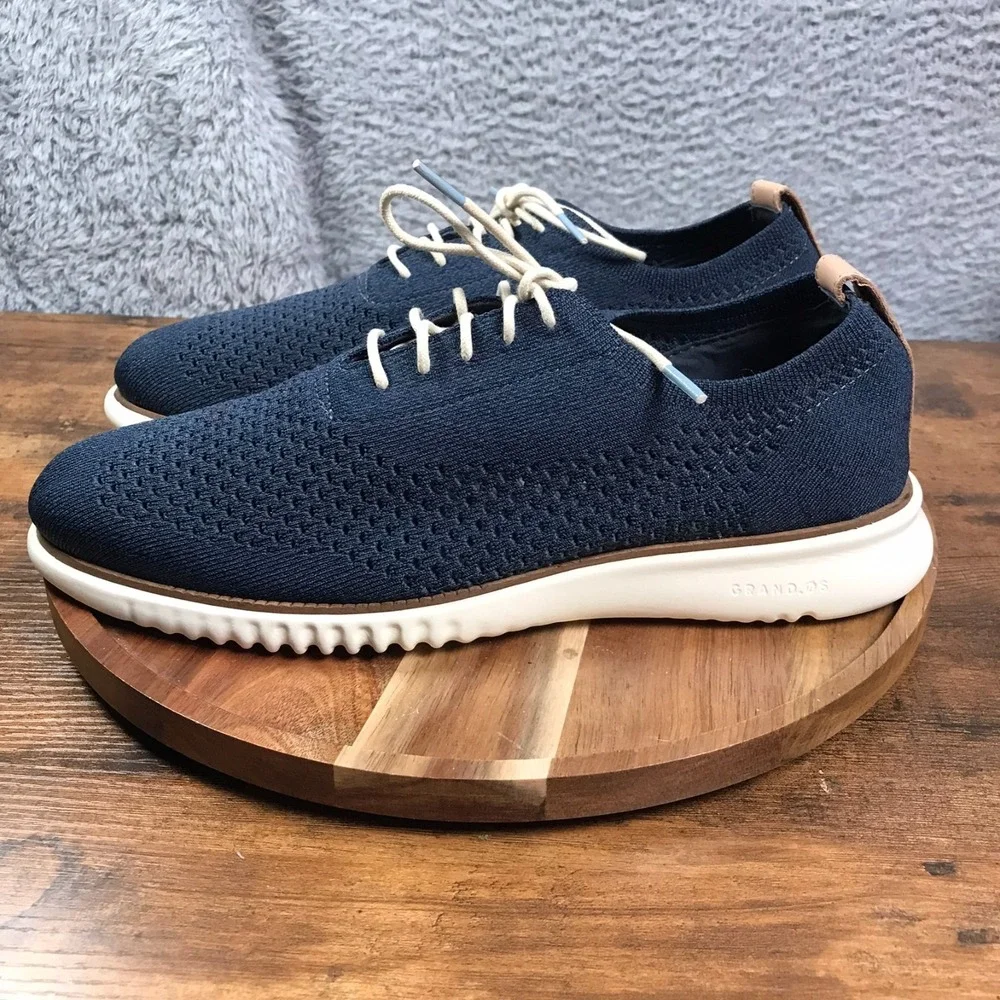 Cole Haan 2.ZeroGrand Stitchlite Wingtip Oxford Mens 10.5M Marine Blue/Ivory